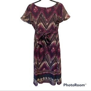 Karin Stevens | purple Belted Paint Splatter Sheath Dress | 6